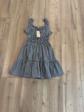 Michael Kors Black and White Gingham Tiered Sundress for Girls